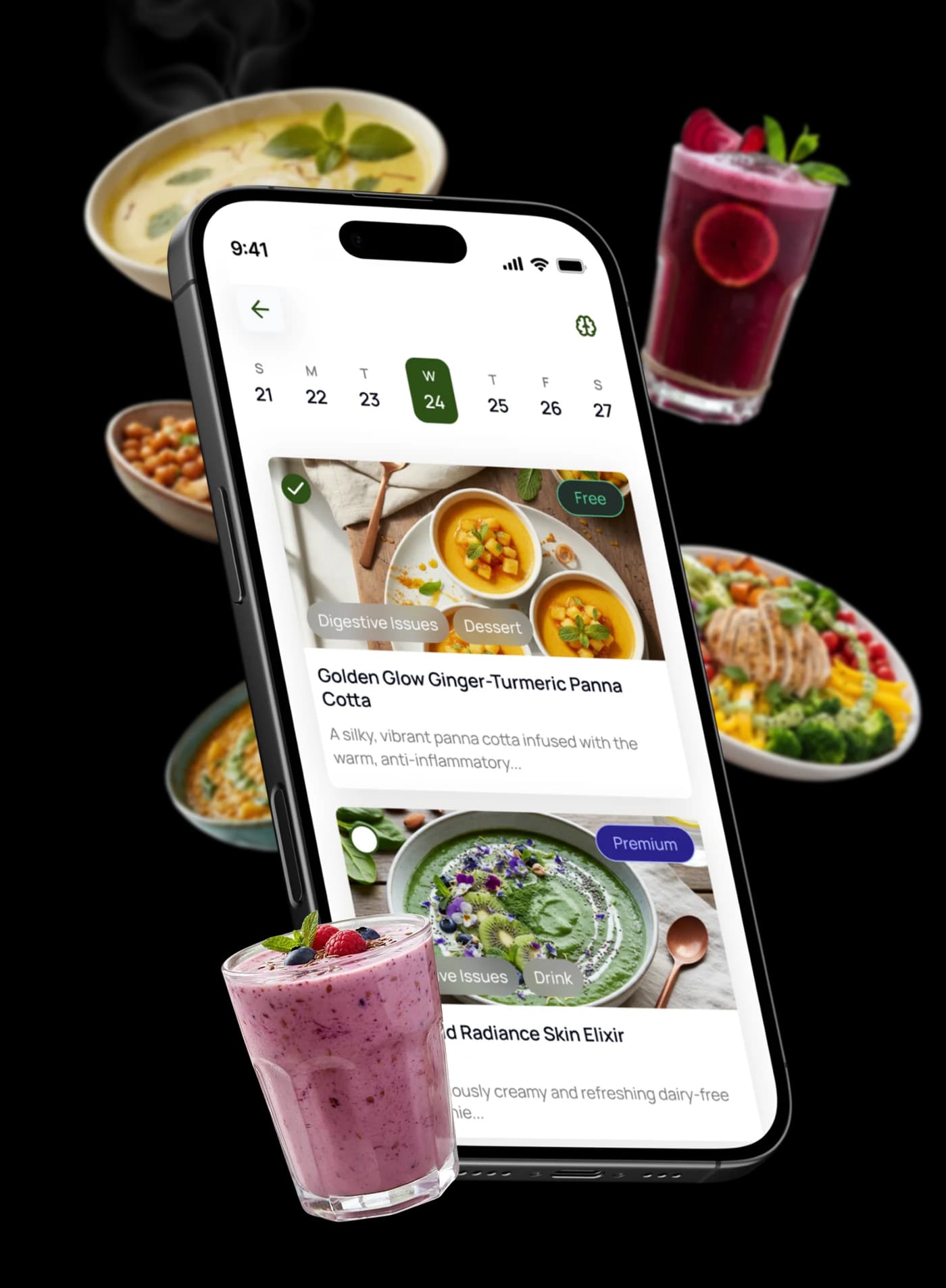 The app showing a weekly remedies plan with a day picker